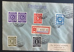 1946 Dresden Germany Registered Cover Postwar Local Stamp MI#49 G