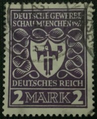 German Rare 1922 Industrial Exhibition Munich 2 Mark Dark Violet Used
