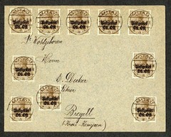 Germany Occupation Mi#2 Postgebiet Ob. Ost 3pf Ba Cover 1916 Used