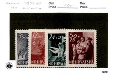 Croatia, Postage Stamp, #B77-B80 Mint Hinged, 1945 WWII German State (AF)