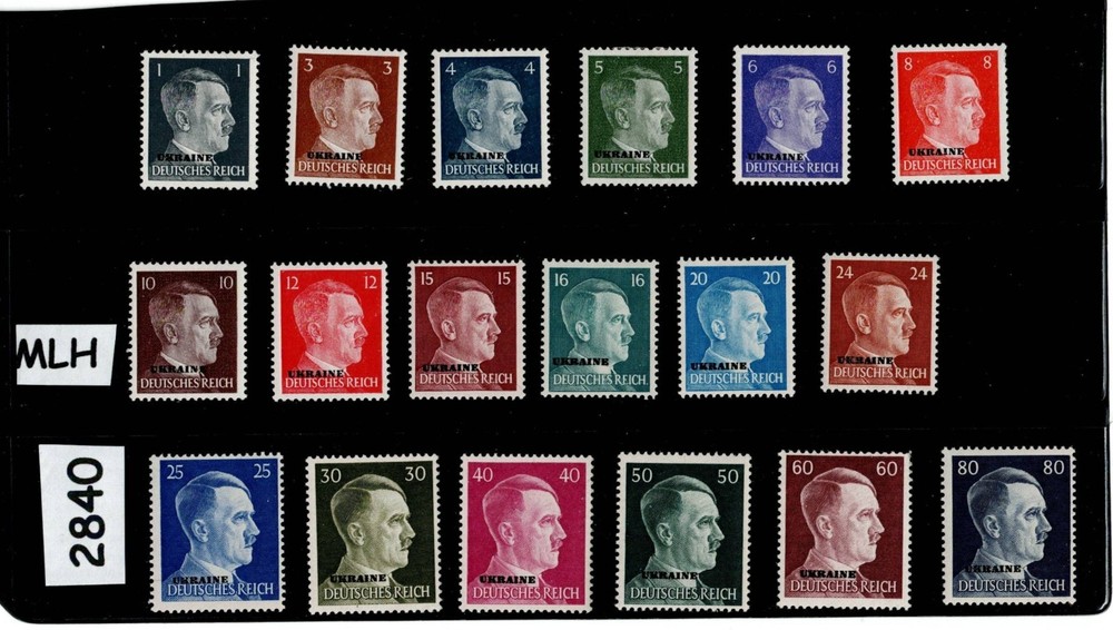 MLH stamp set 1-18 UKRAINE Overprints Adolf Hitler Germany occupation #2840