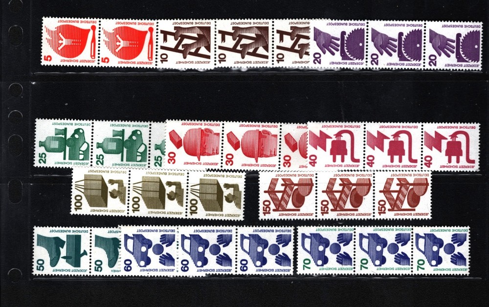 ODZ&ENDZ 33 GERMANY MNH STRIPS OF 3 w/NUMBERS LOOK ACCIDENT PREVENTION 1129