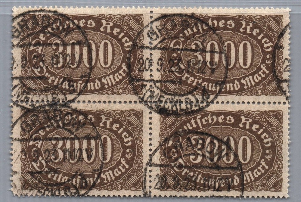 German Reich Michel No. 254 b 4-piece block stamped, checked
