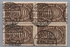 German Reich Michel No. 254 b 4-piece block stamped, checked