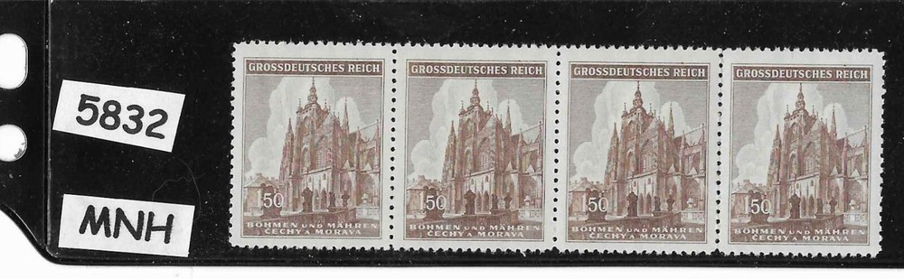 MNH stamps / B a M WWII Occupation / St Vitus Cathedral Prague / Third Reich era