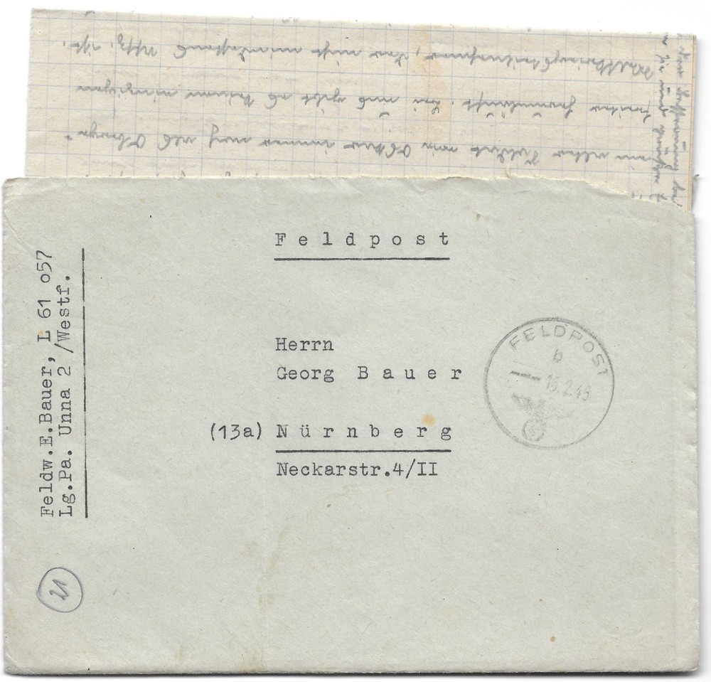 GERMANY COVER , Field post 🔥CD Feldpost /15.02.1945🔥WWII🔥WITH LETTER