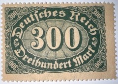 Travelstamps: 1922 Germany Stamps Deutsches Reich 300 Mark Mi. Nr. 249, MNH