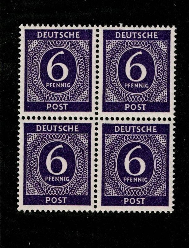 MNH Stamp block Sc 535 1946 Post WWII Germany Large numeral From mint sheet