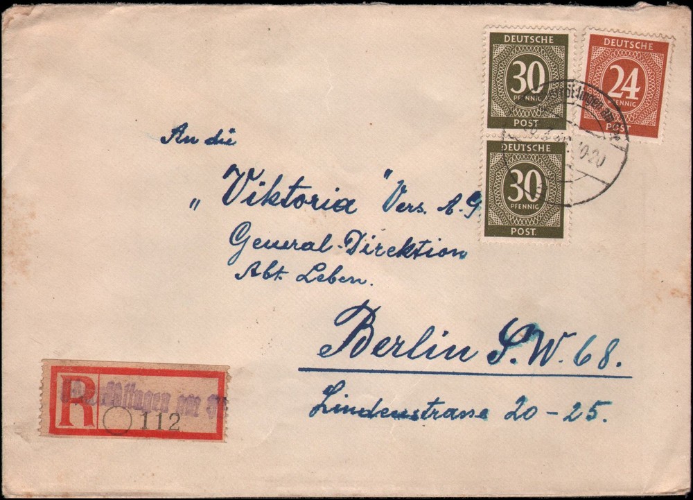 Germany Michel #925, 928 Somethingen am See, registered, 1946