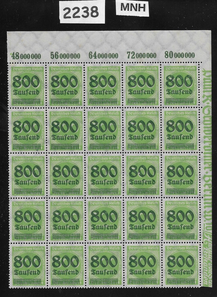 MNH stamp block Overprint 800K over 300Mk Scott #264 German Republic 1923 #2238