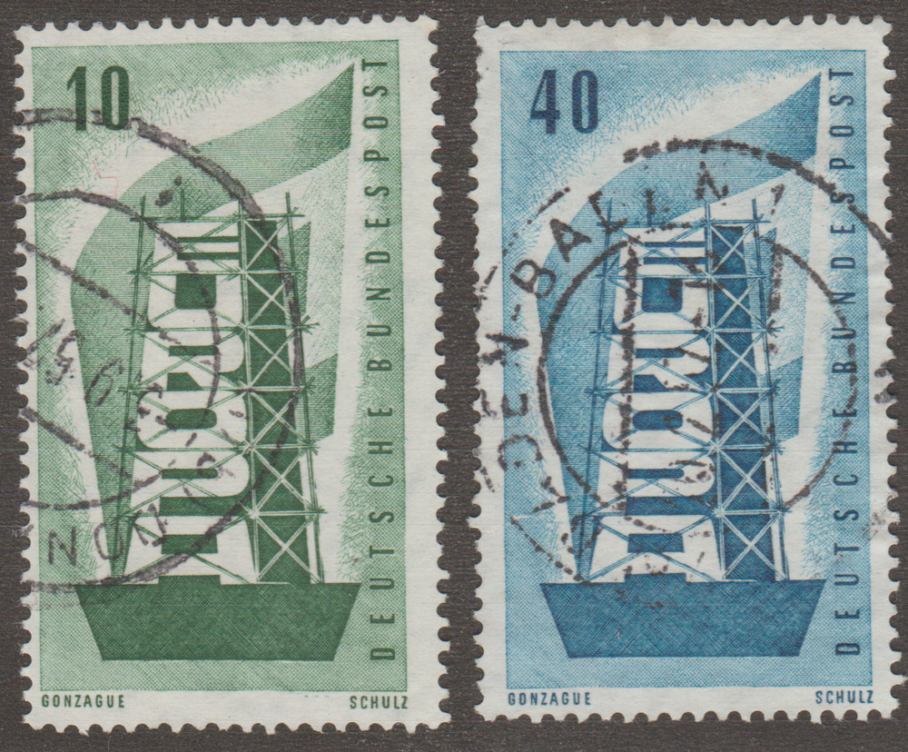 Germany 1956 SC# 748 – 749 – „Rebuilding Europe“ – Used Lot # 106