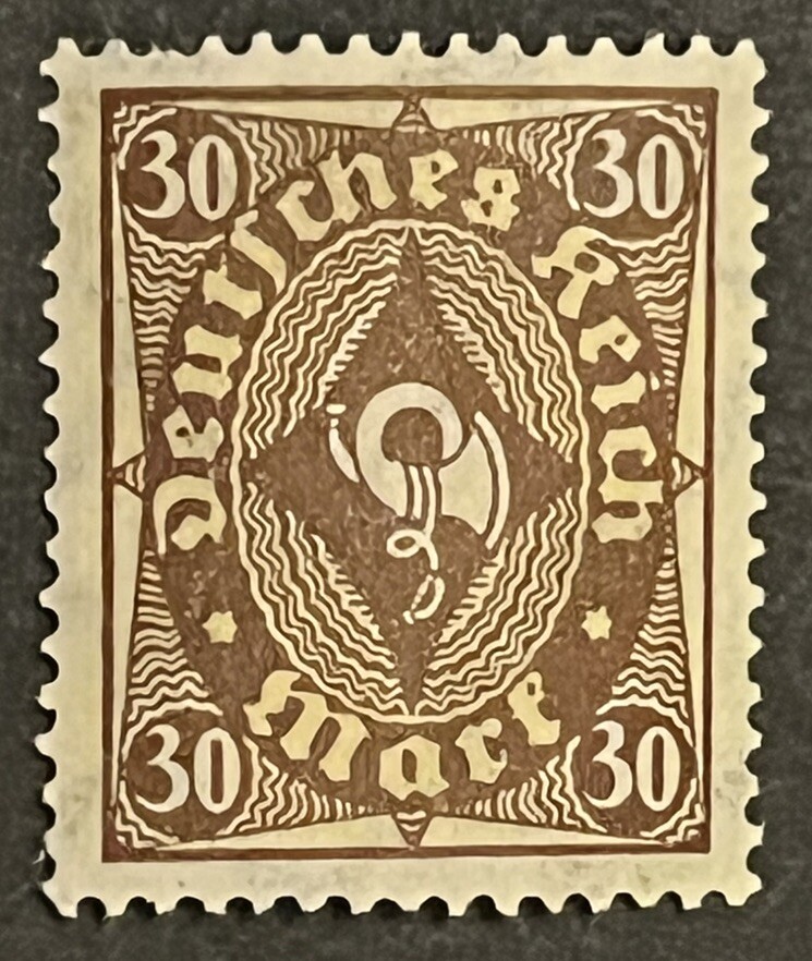 Travelstamps: 1921 Germany Deutches Reich Stamps Scott #183 – 30m Post Horn MNH