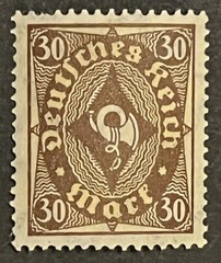 Travelstamps: 1921 Germany Deutches Reich Stamps Scott #183 – 30m Post Horn MNH