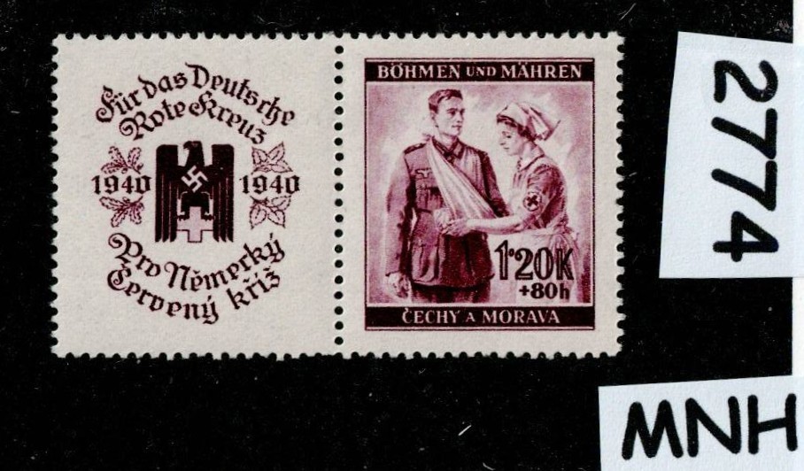 MNH stamp 1940 Sc B2 Red Cross Nurses WWII Germany Occupation of BaM #2774