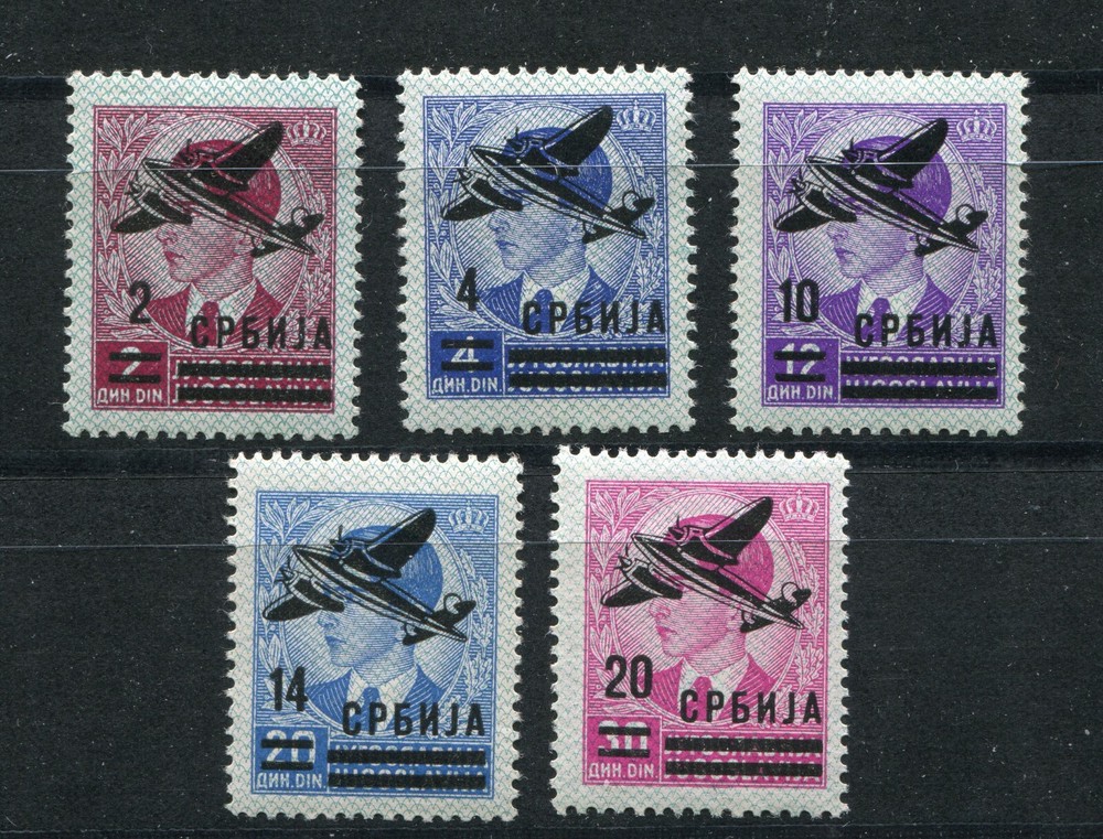 GERMANY 3rd REICH OCCUPATION WW2 SERBIA AIR MAIL 2NC16-2NC20 PERFECT MNH