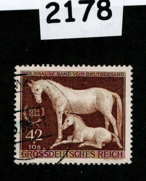 Used stamp B283 1944 11th Brown ribbon Horse Derby Munich Germany #2178