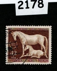 Used stamp B283 1944 11th Brown ribbon Horse Derby Munich Germany #2178