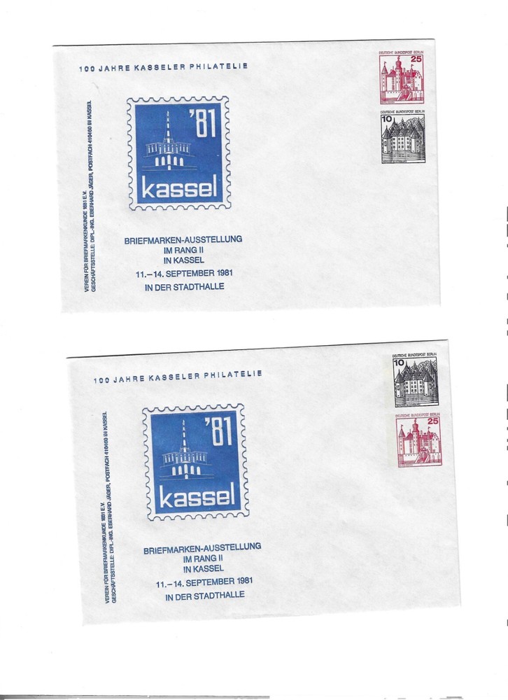 GERMANY 1981 Two Mint Stationeries Kassel Briefmarken AAusstellung