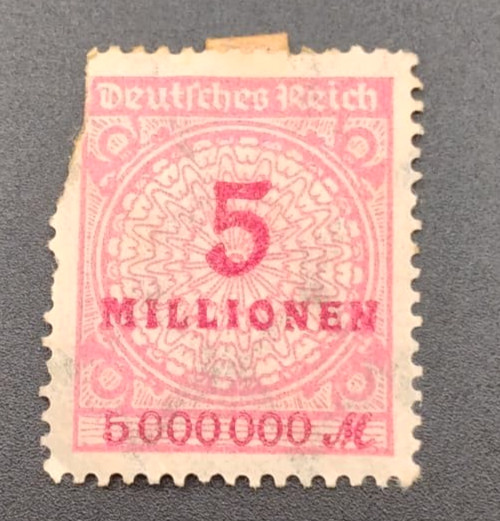 1920’s German Deutsches Reich Rare Stamp 5 Millionen (Uncancelled)