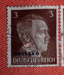 Deutsches Reich 1940s, 2 stamps with overprint Ostland, Adolf Hitler, 3Pf, used