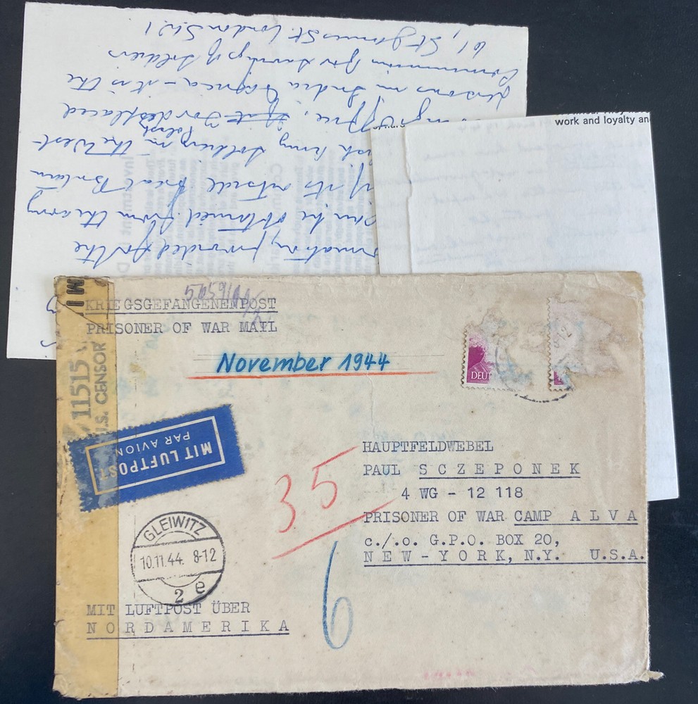 1944 Gleiwitz Germany censored Cover To Alva Usa POW Prisoner of War Camp