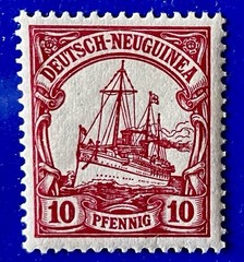Antique German New Guinea 10pf MH Stamp Kaiser Yacht 1914