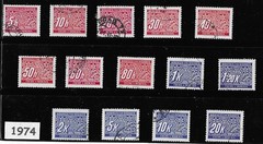 Complete stamp set J1-14 / B a M WWII Germany Occupation Postage due #1974