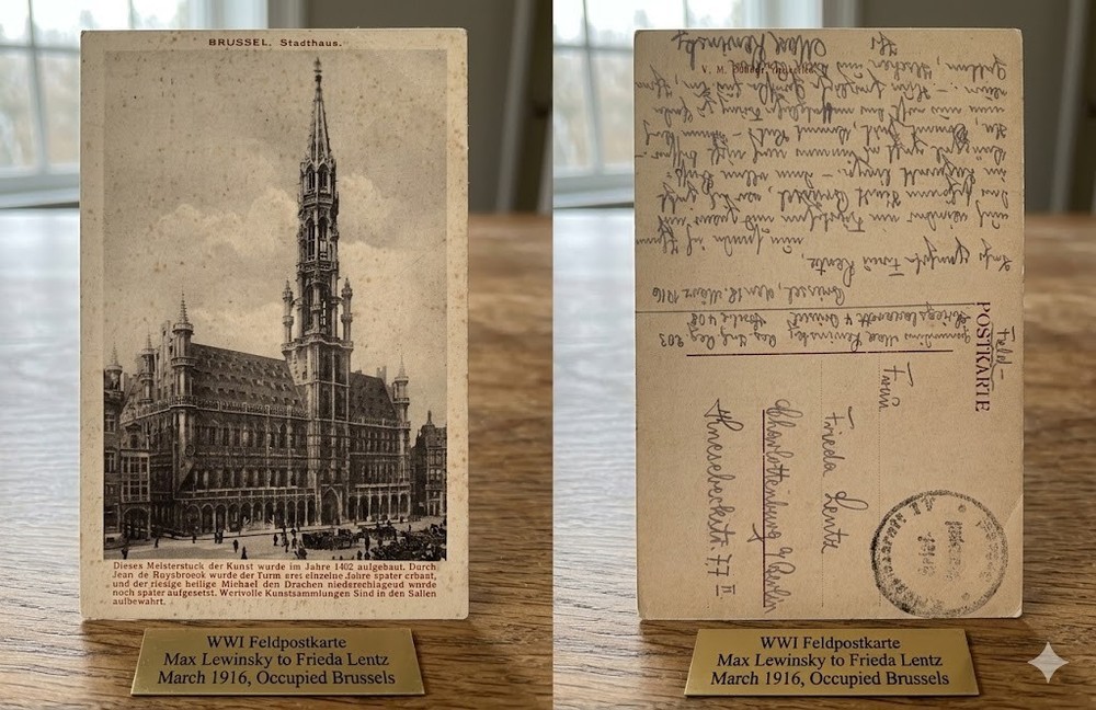 WWI Feldpost 1916 Occupied Brussels Belgium to Berlin RIR 203 Military Hospital