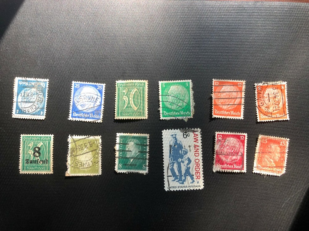 Old Vintage Deutsches Reich/German Empire: (11) and USA (1) Cancelled Stamps