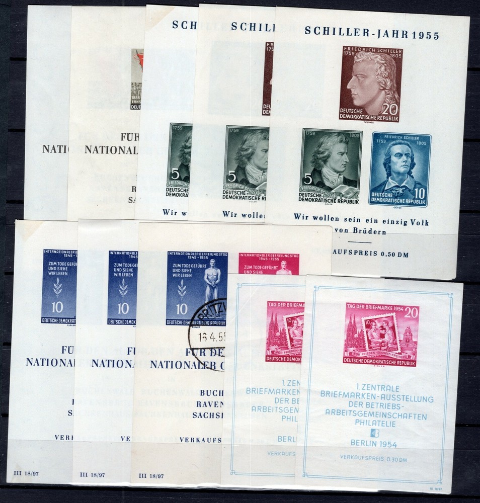 GERMANY DDR DEMOCRATIC REPUBLIC SELECTION MINI SHEET 1954-1955 MNH/MH/USED