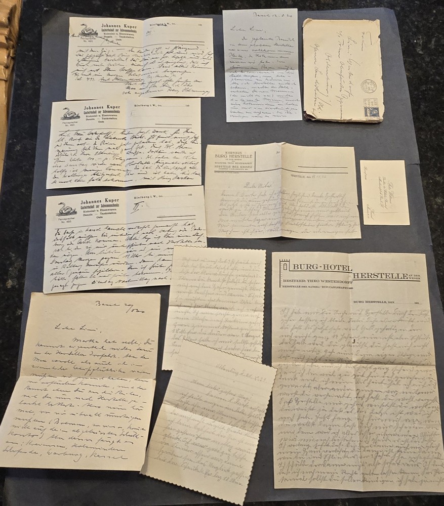 WW2 Third Reich Era German Document Paper Letters Receipts Lot Burg Hotel 1930s