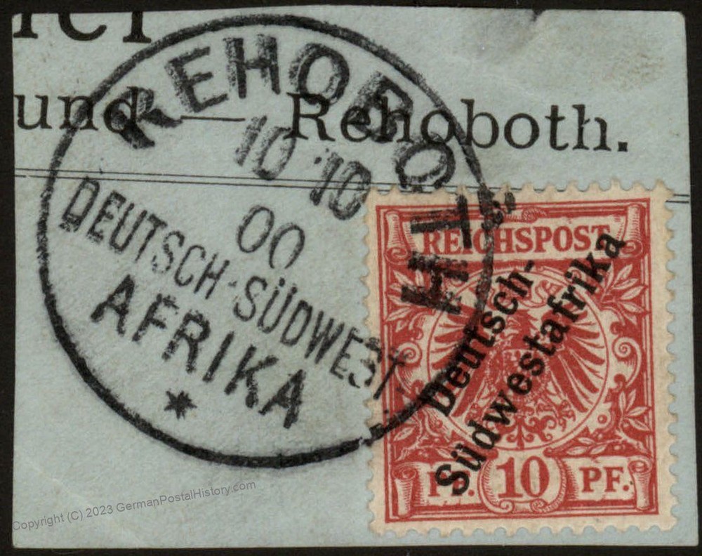 German 1900 SW Africa REHOBOTH DSWA Mi7 Overprinted 10pf Expertized Bothe 104639