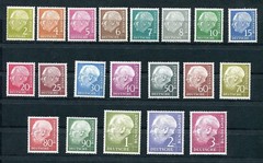 GERMANY FEDERAL REPUBLIC 1954 GOOD DEFINITIVE THEODOR HEUSS 702-721 PERFECT MNH