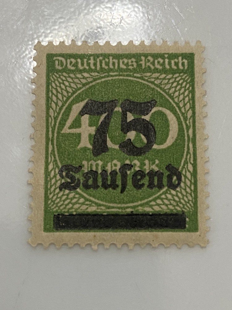 Germany Deutsches Reich 75 saufend Overprint 400 mark Postage Stamp OG NH 1923