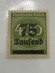 Germany Deutsches Reich 75 saufend Overprint 400 mark Postage Stamp OG NH 1923