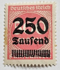 Germany VINTAGE 3rd REICH Overprint, 250 Tausand/500 Marks, Mint, Hinged
