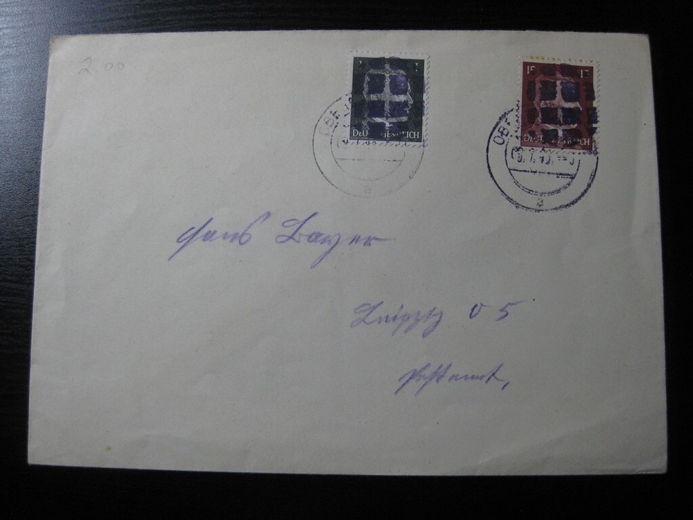 SOVIET ZONE POST WWII LOCALS scarce Hitler black overprint stamps on cover!