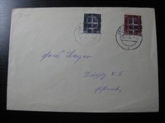 SOVIET ZONE POST WWII LOCALS scarce Hitler black overprint stamps on cover!