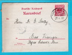 GERMANY letter sheet 1900 Hamburg-Kiel traincancel to Bad Kissingen
