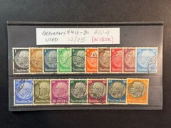 Germany # 415 – 431 **Used* 2024 Scott Catalogue Value $ 8.35