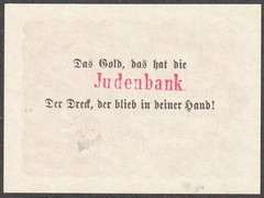 GERMAN anti-SEMITIC LABEL – NOTGELD (ITEM0592) (See Description)