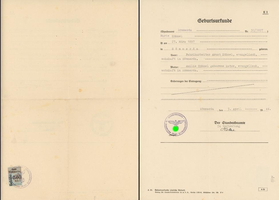 Germany Nazi era document local revenues Sömmerda Thuringia 1944 fiscal