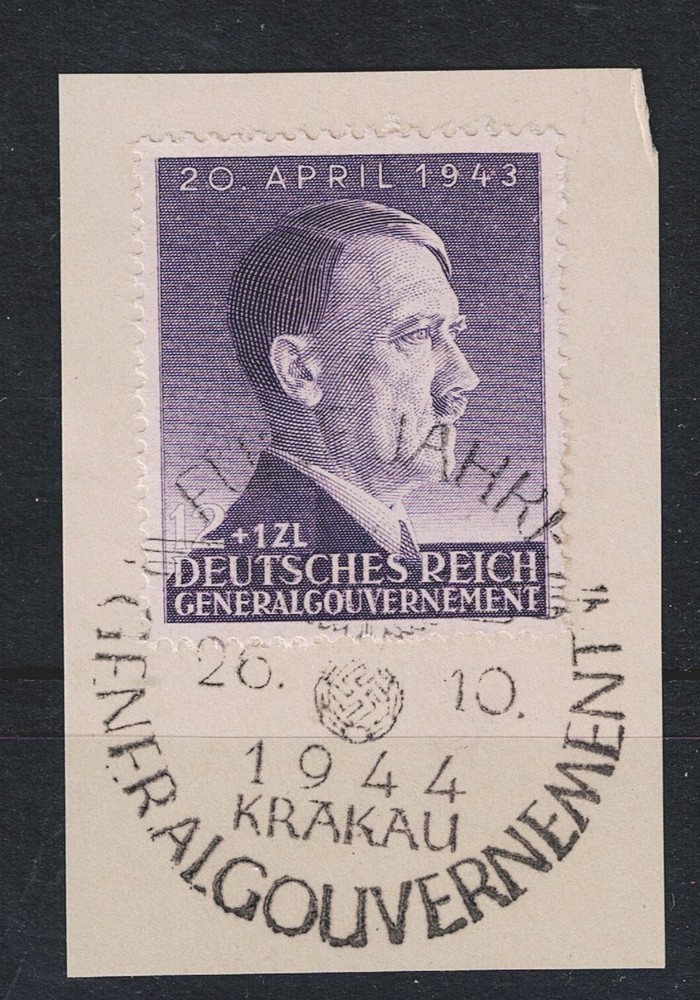Germany WW2 Third Reich Krakau Swastika Postmark 1944 A-22