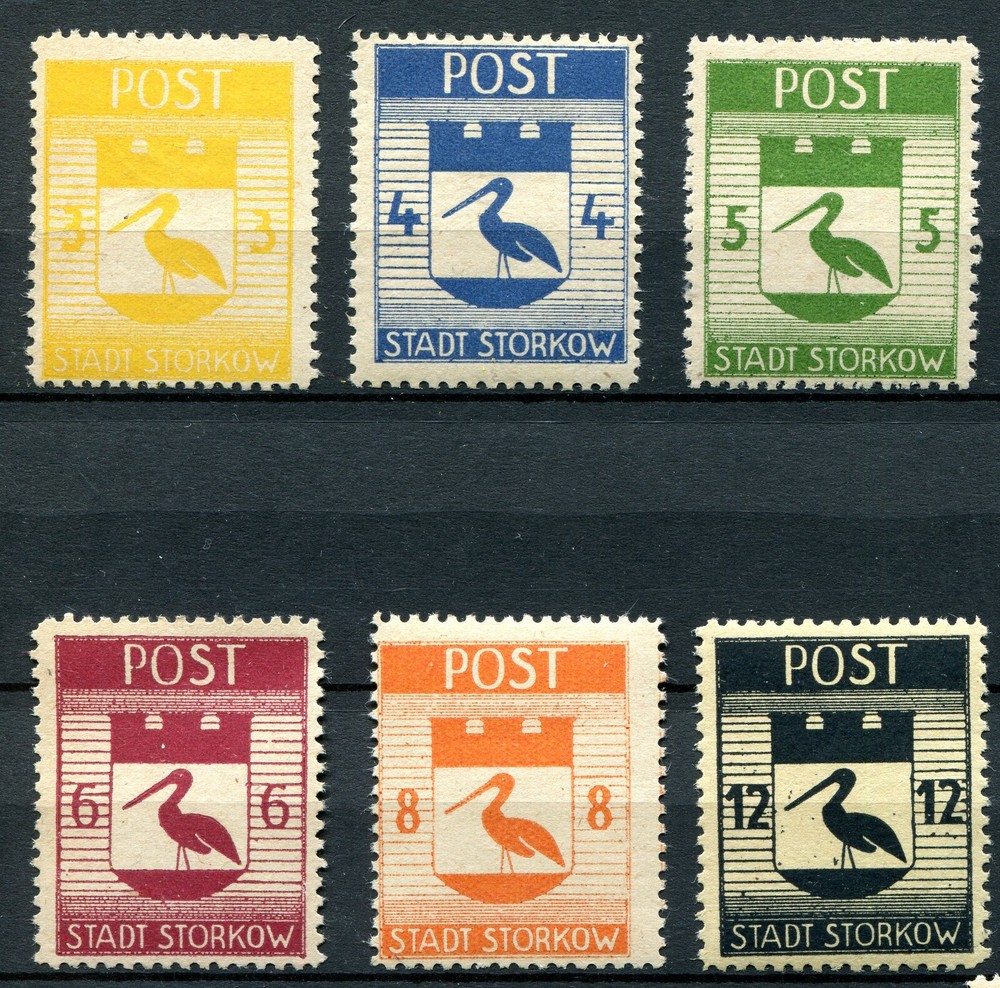 GERMANY SOVIET OCCUPATION ZONE LOCAL ISSUE STORKOW MICHEL 9-14A PERFECT MNH