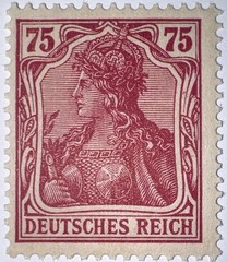 Travelstamps: 1922 Germany Deutsches Reich Germania Mi. #197a, 75 Pfennig