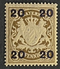Travelstamps: 1920 Germany Bayern Overprint Stamp Scott#237 Mi 177 – Mint Og Nh