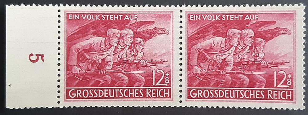 Germany Third Reich 1945 SG896 12pf + 8pf carmine, “a people rises”, MNH pair