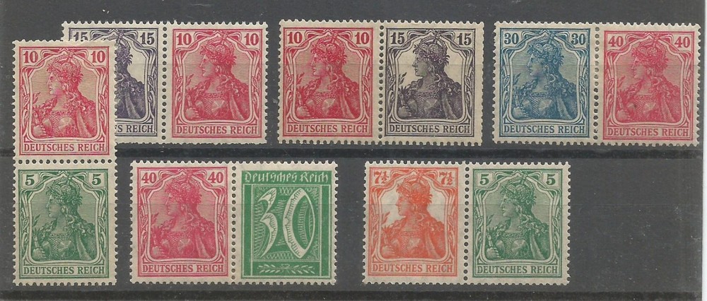 Germany Deutsches Reich 1900s Sc 65–97 Germania mint pairs MVLH/MH/VG/F