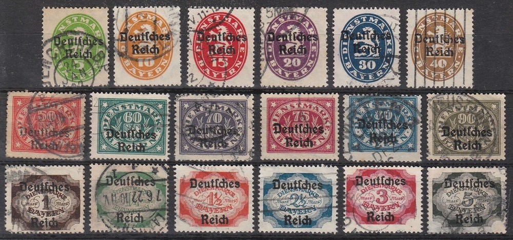 Stamp Germany Official Mi 034-51 Sc O52-69 1920 Dienst Reich Bavaria WWII Used