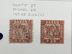 Germany States, Baden, Used – hinged on one album page, 1851-1868, High Value.